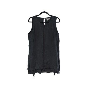 Fever Women's Tunic-L-Black-Sleeveless-Double Layered Top-Loose Fit-Spring